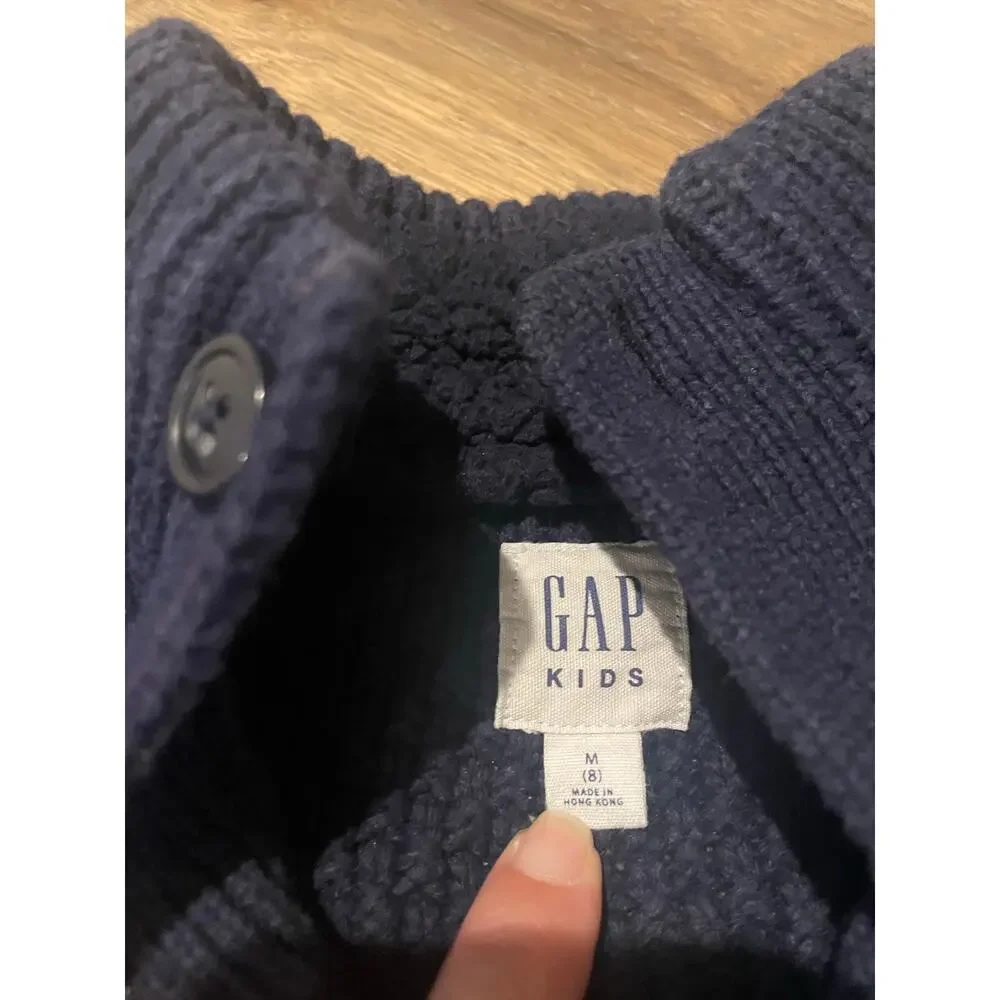 GAP Navy Knit Sweater with Fleece Collar – Size Medium